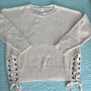 Cream Sweater with Tie Sides